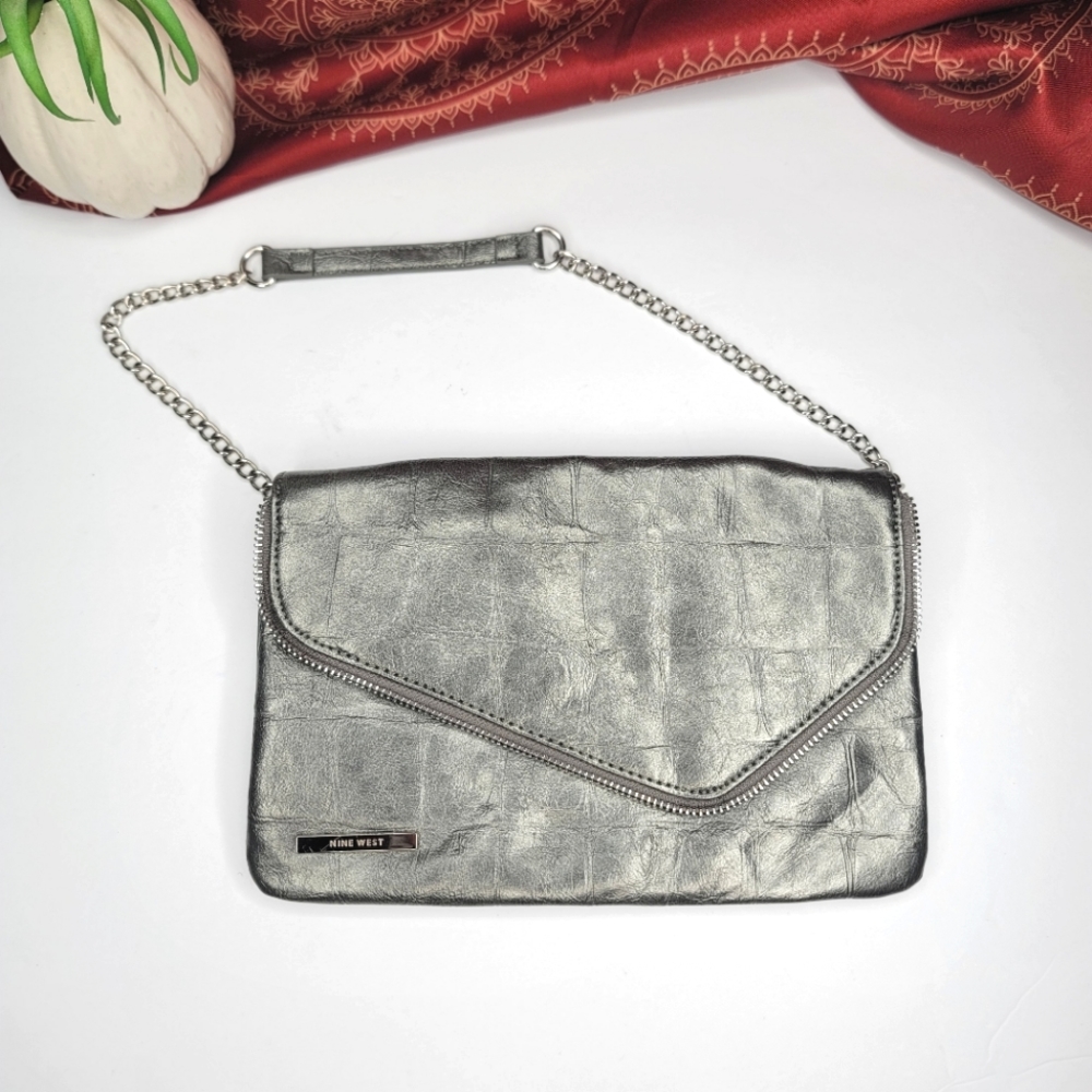 Nine West Purse Gray Faux Leather